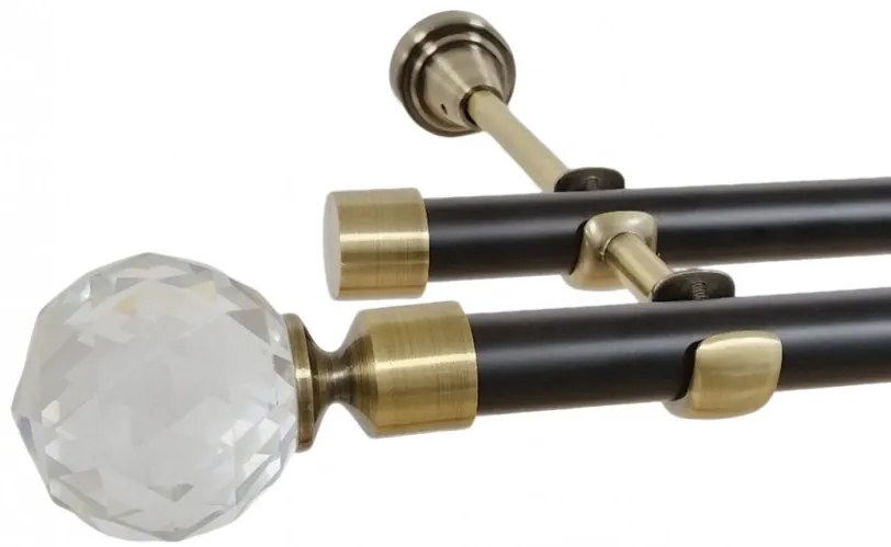Galerie dubla fara inele duo KULA CRYSTAL 19/19 mm negru aur antic (Alege marime: 140 cm)