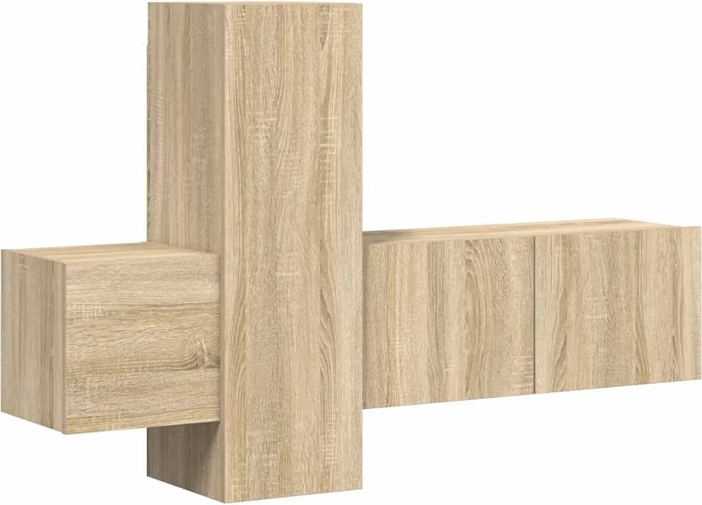 vidaXL Set de dulapuri TV, 3 piese, stejar sonoma, lemn prelucrat