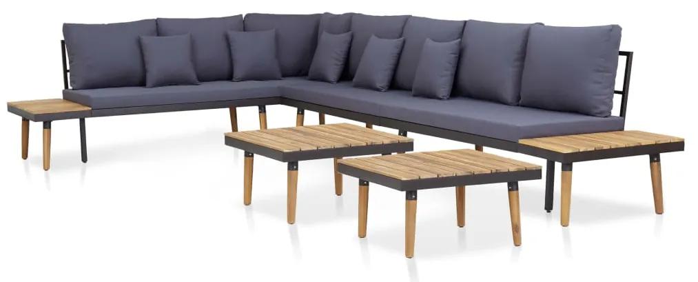 316643 vidaXL Set mobilier de grădină cu perne 7 locuri lemn masiv de acacia