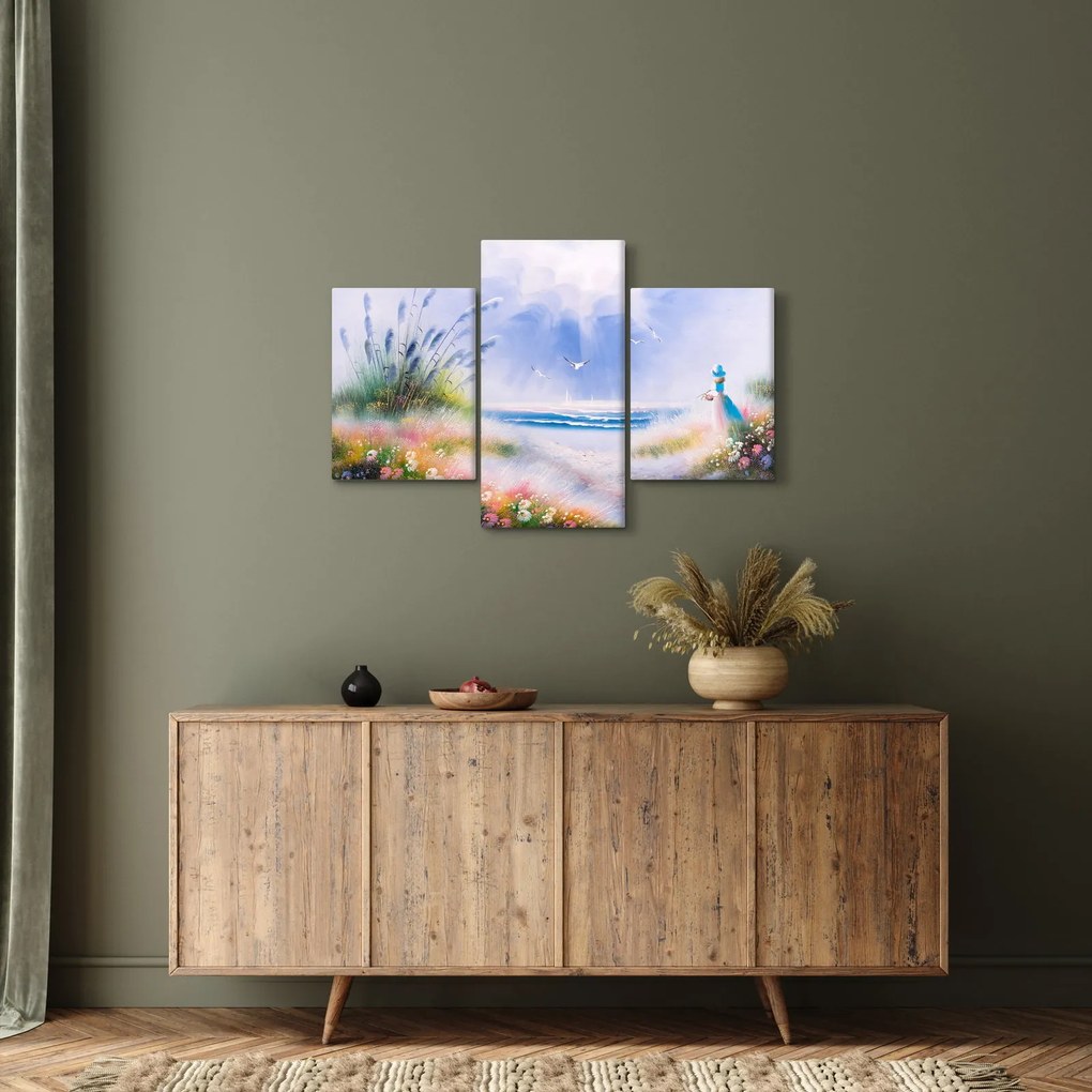 Tablou - Plaja romantică, pictură în ulei (90x60 cm)