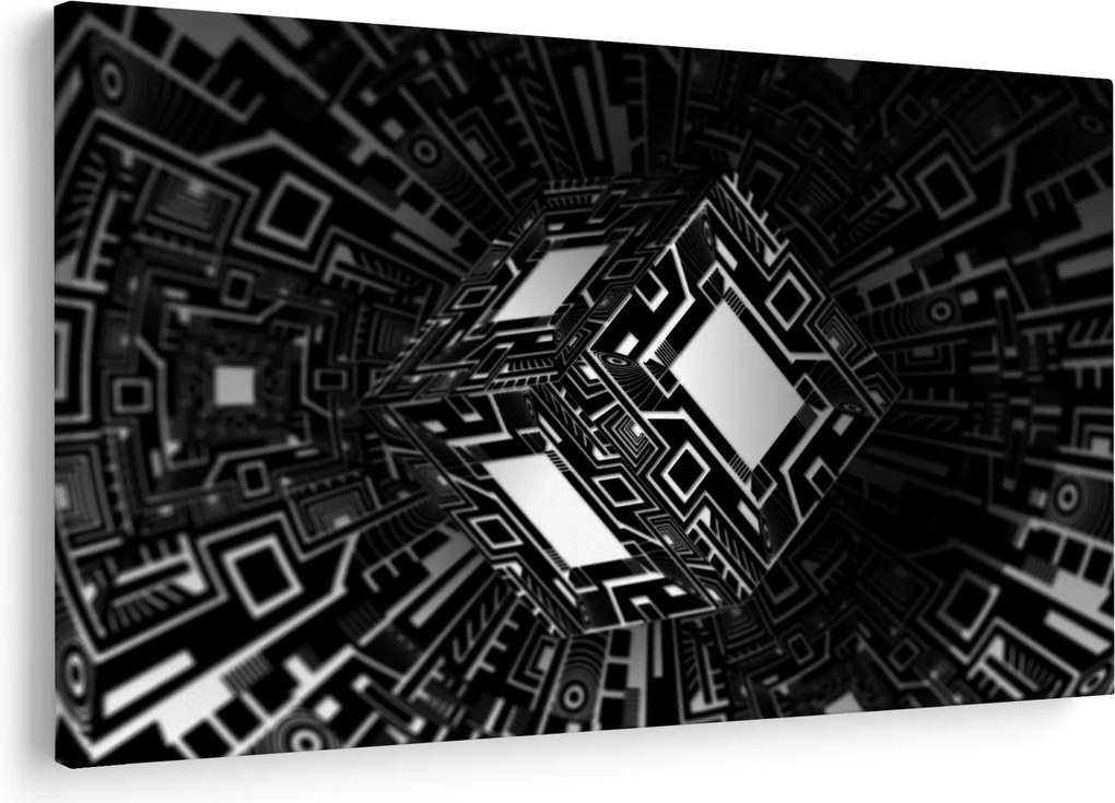 Tablou cu un cub abstract (90x60 cm)