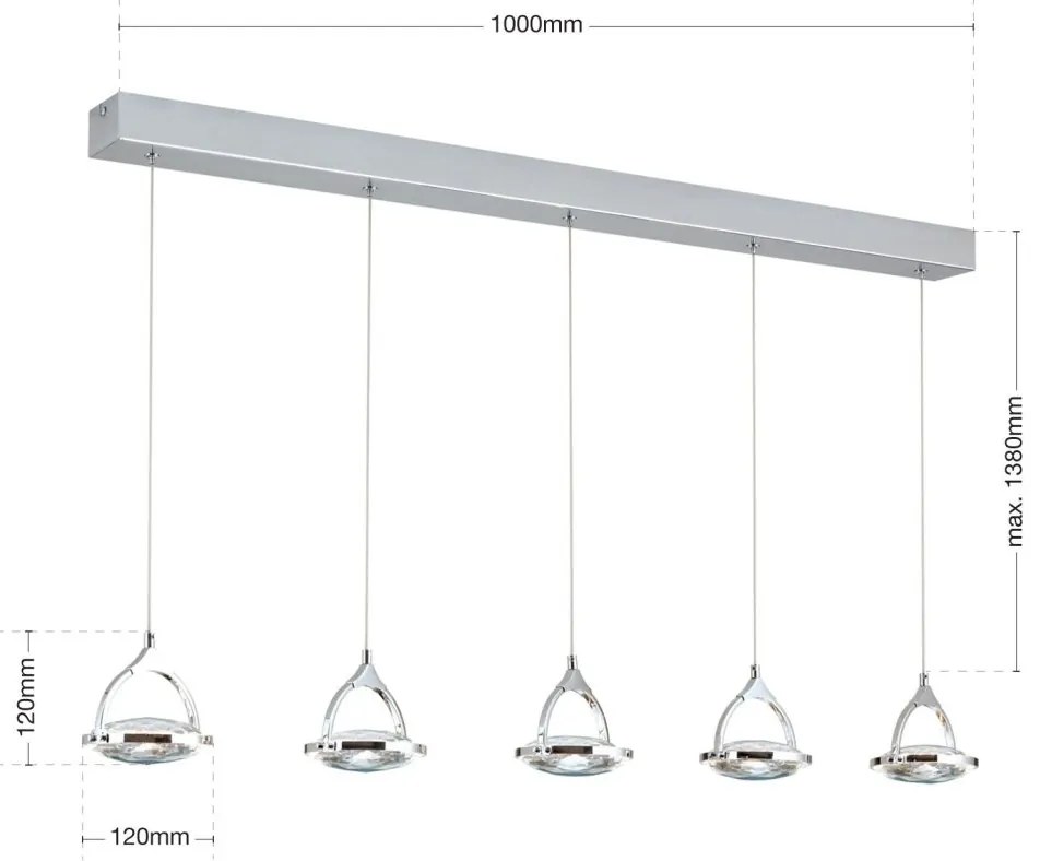 Lustra LED suspendata cu cristal K9 design lux MOON 5L