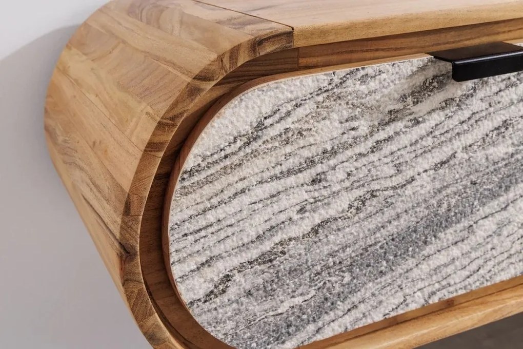 Comoda suspendata din lemn de salcam si furnir de piatra ORGANIC 160cm