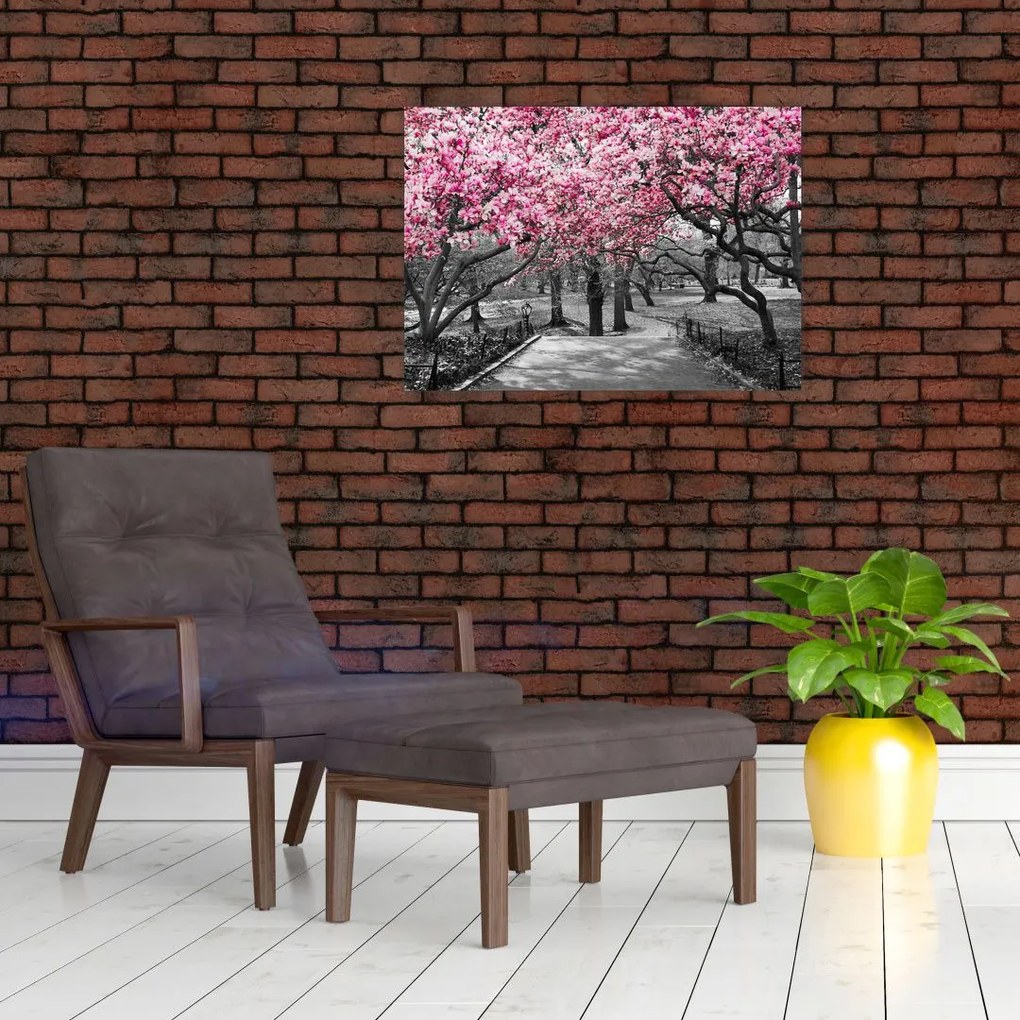 Tablou pe sticlă copacului magnolie (70x50 cm)