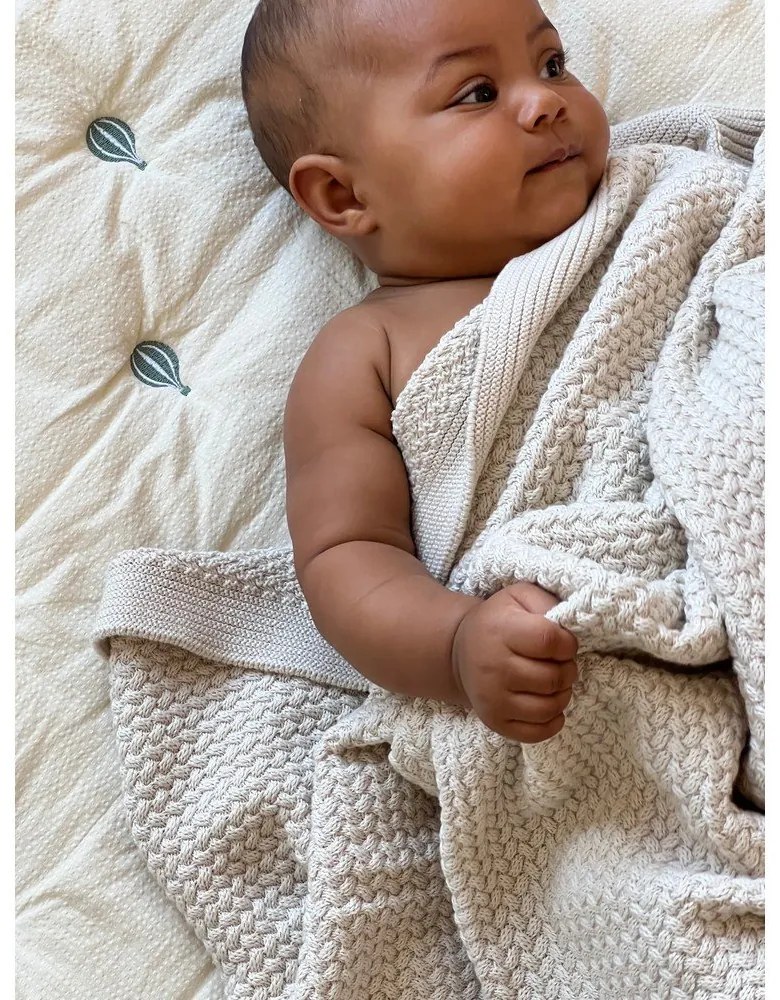 Pătură pentru copii, galben-deschis/albastră din bumbac organic matlasată 90x120 cm Balloon – Cam Cam Copenhagen