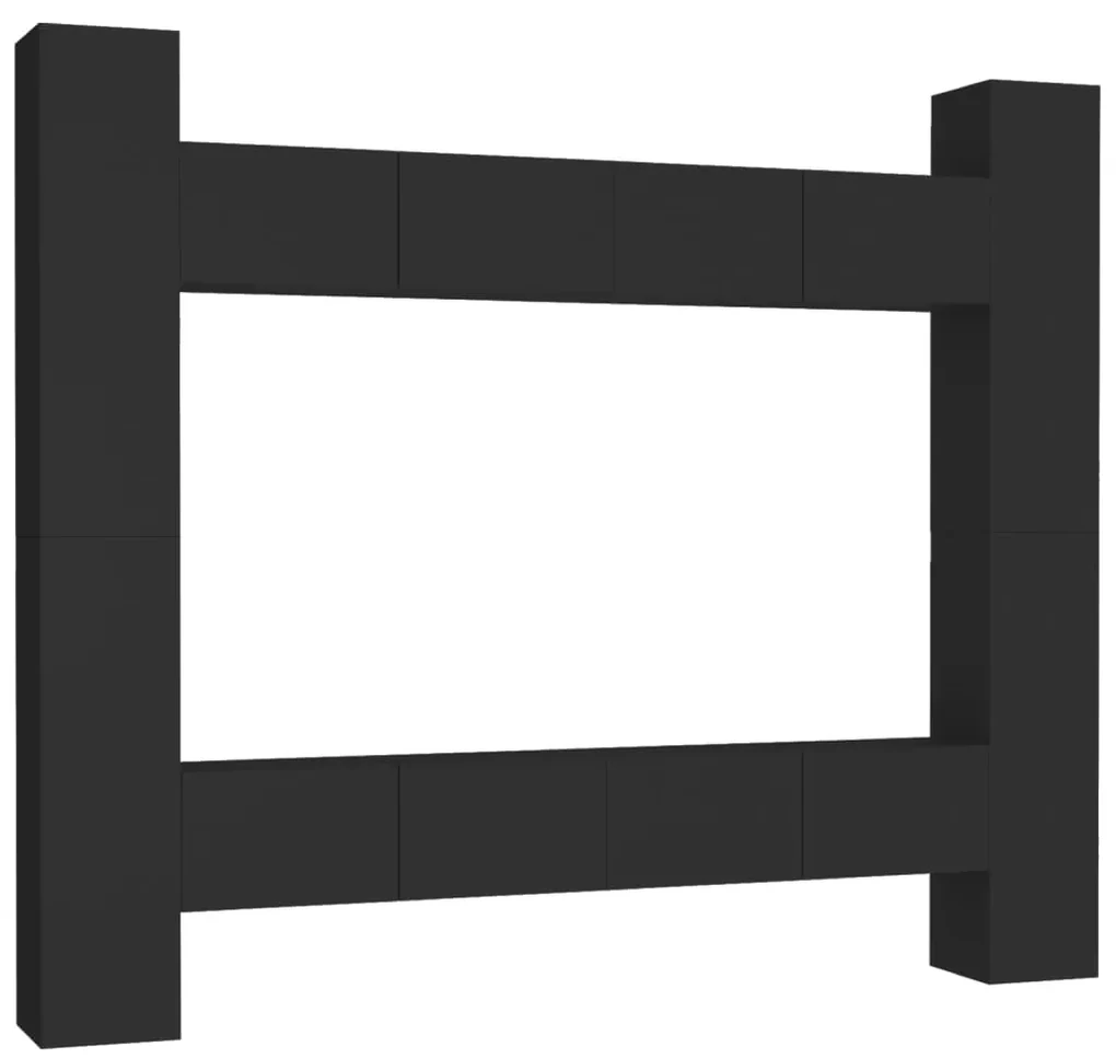3078756 vidaXL Set dulapuri TV, 8 piese, negru, lemn prelucrat
