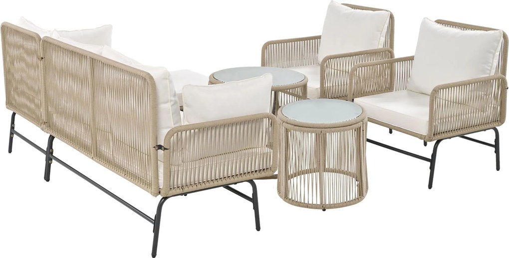 Set de lounge de grădină din 6 piese, Bej | Aosom Romania