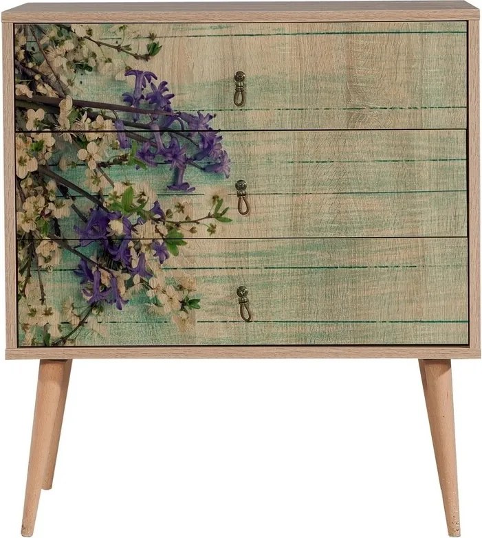 Comoda cu 3 sertare Trio 727, Vella, 80x40x90 cm, multicolor