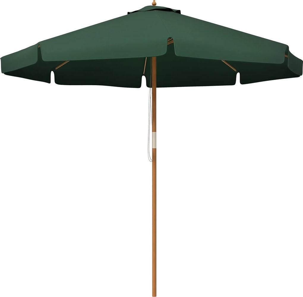 Outsunny Umbrelă de Grădină cu Corzi, Deschidere Reglabilă și Orificii de Ventilație, Ø325x250 cm, Verde | Aosom Romania