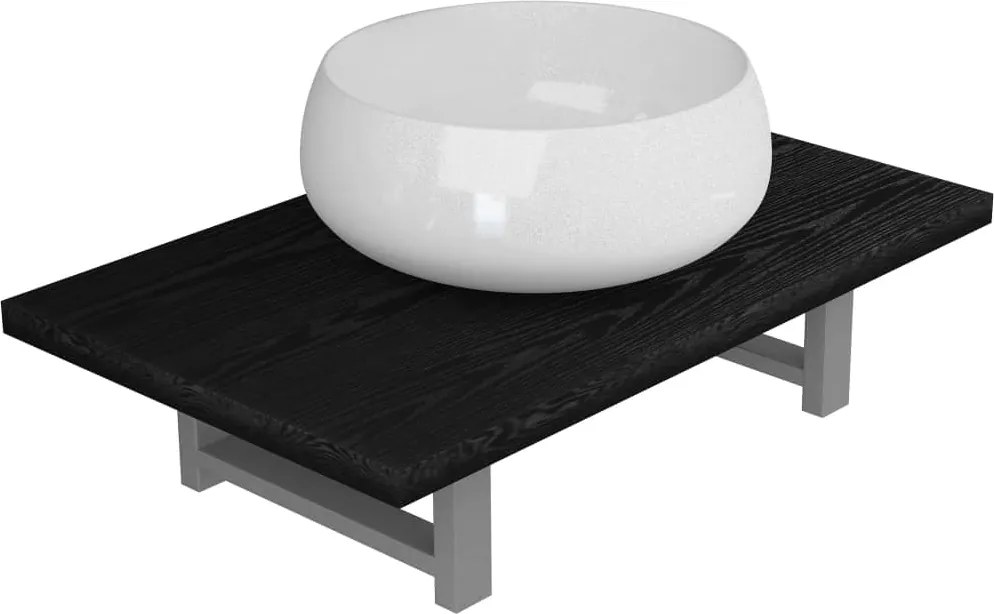 vidaXL Set mobilier de baie, 2 piese, negru, ceramică