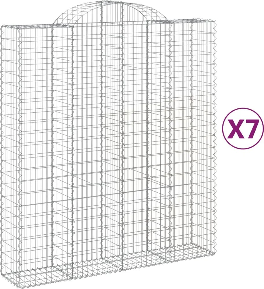 vidaXL Coșuri gabion arcuite, 7 buc, 200x50x220/240cm, fier galvanizat