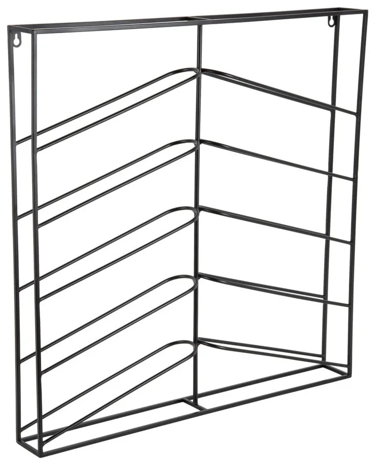 Raft pentru sticle de vin negru pentru perete din metal număr de sticle 10 67x66x7,5 cm Cuadro – PT LIVING