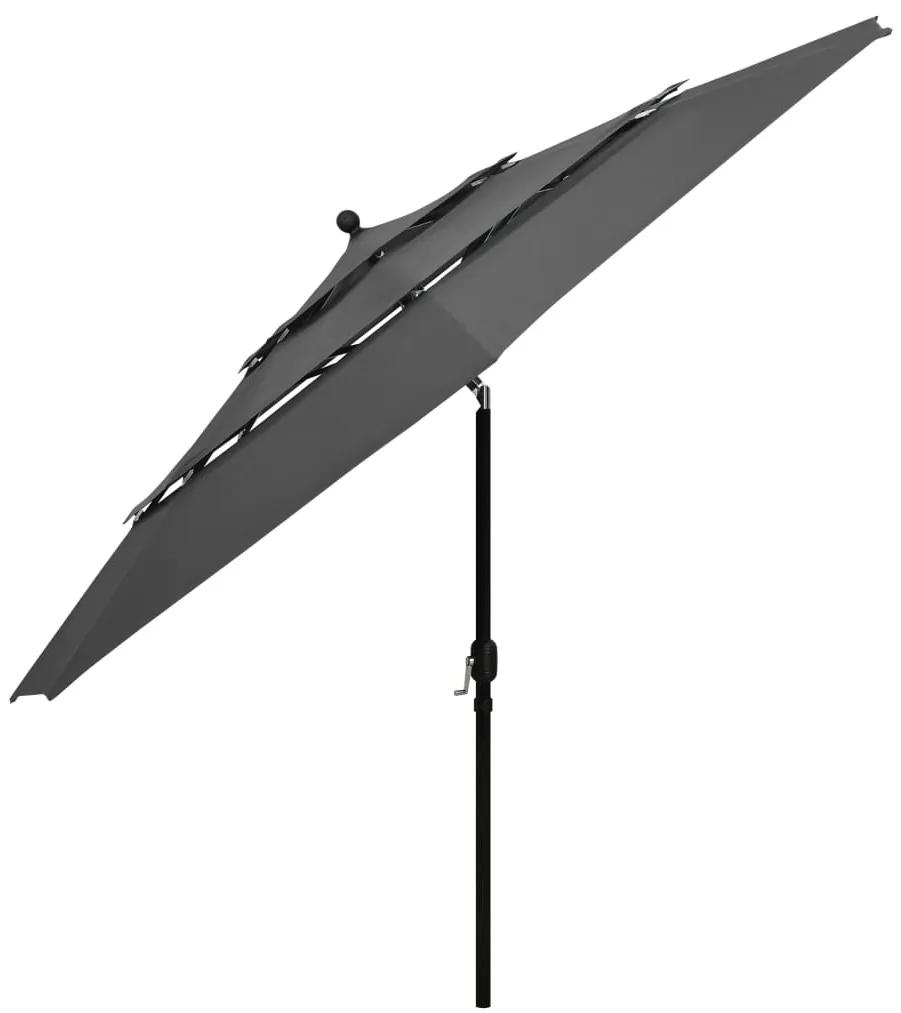 Umbrela de soare 3 niveluri, stalp de aluminiu, antracit, 3,5 m Antracit, 3.5 m