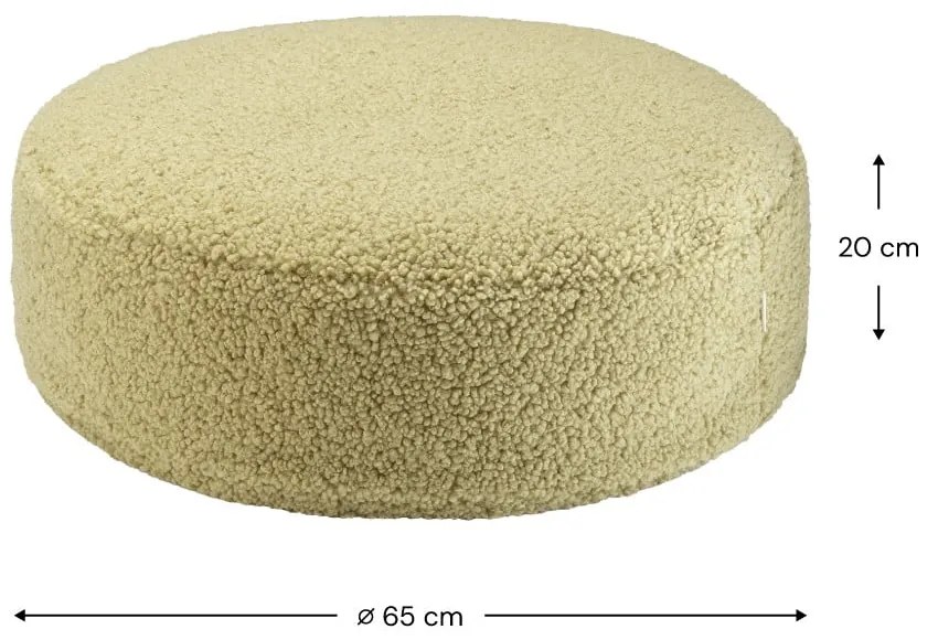 Fotoliu puf pentru copii verde cu tapițerie din țesătură bouclé Round – Wigiwama