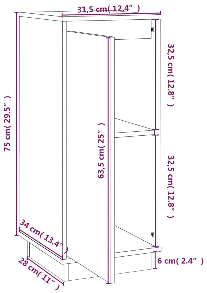 Servanta, maro miere, 31,5x34x75 cm, lemn masiv de pin 1, maro miere