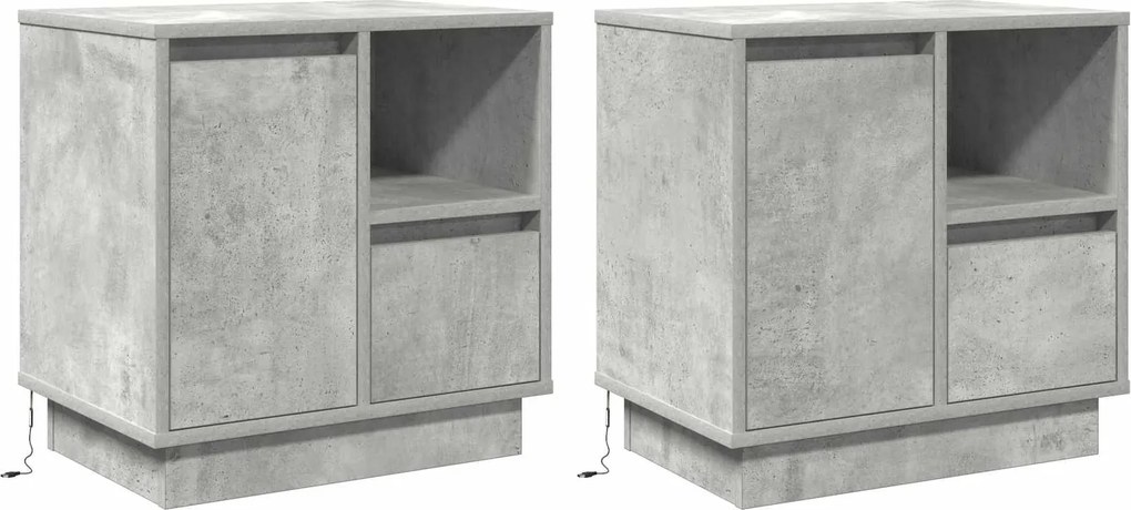 vidaXL Dulap de noapte cu sertar 2 pcs Gri din beton 50 x 34,5 x 50 cm