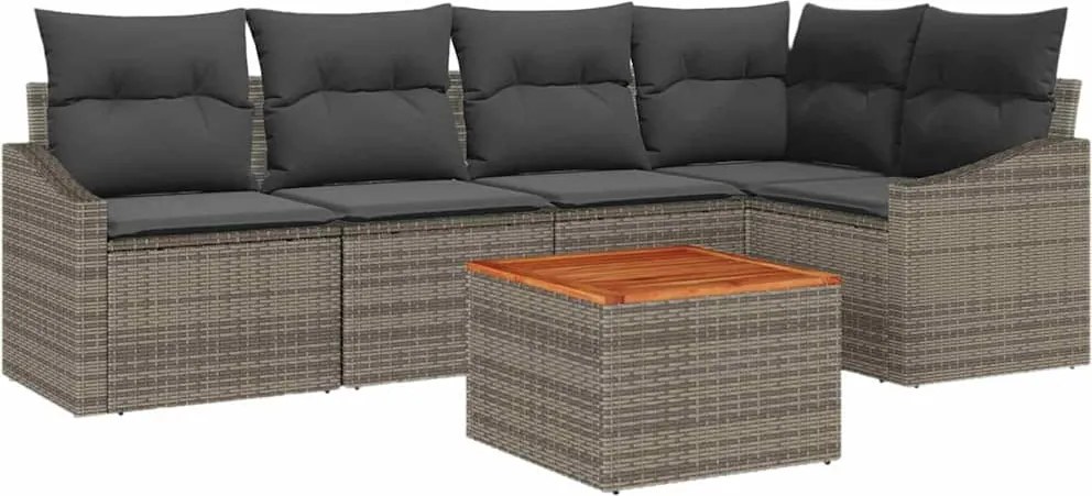 vidaXL Set de canapele pentru grădină 6 pcs Gri poliratan