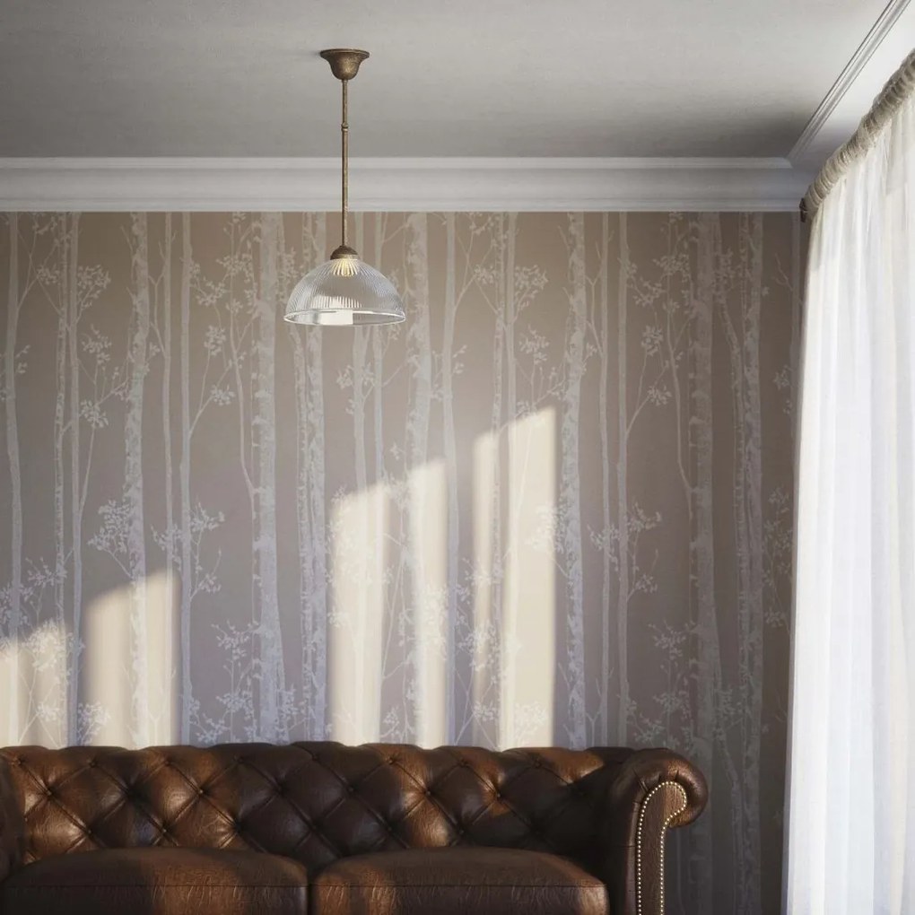 Lustra stil neoclasic din alama si abajur ceramic Elide