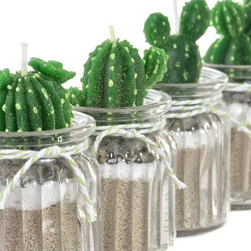 Lumanare Cactus din sticla si ceara 9cm - modele diverse