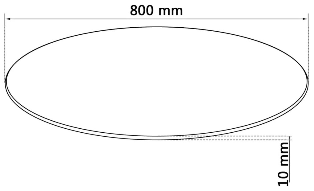 Blat masa din sticla securizata rotund 800 mm 1, Transparent, O 80 cm
