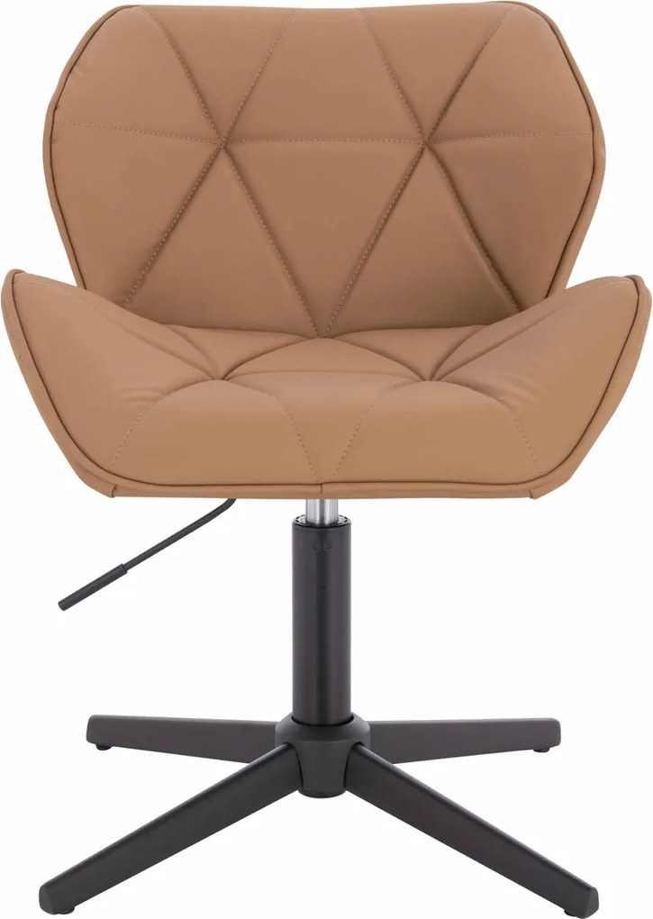 HR111CROSS Scaun Caramel Piele Ecologica Premium Soft cu Bază Neagră