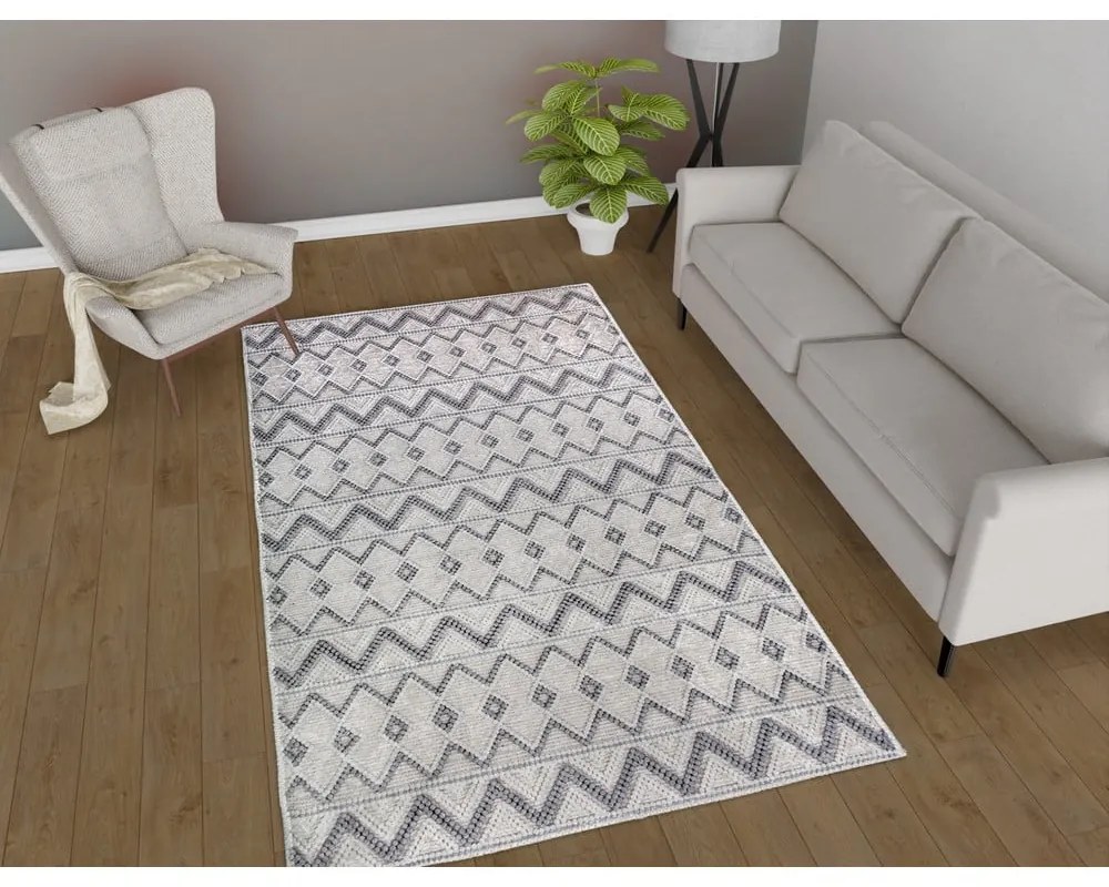 Covor gri lavabil 120x180 cm Zig Zag – Vitaus