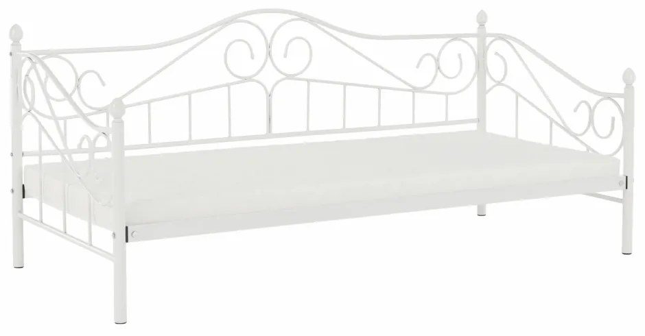 Pat de o persoană 90 cm Danina (alb) (cu somieră). 1016020