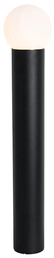 Lampa de exterior pe picioare neagra cu sticla opal 80 cm IP44 - Huma