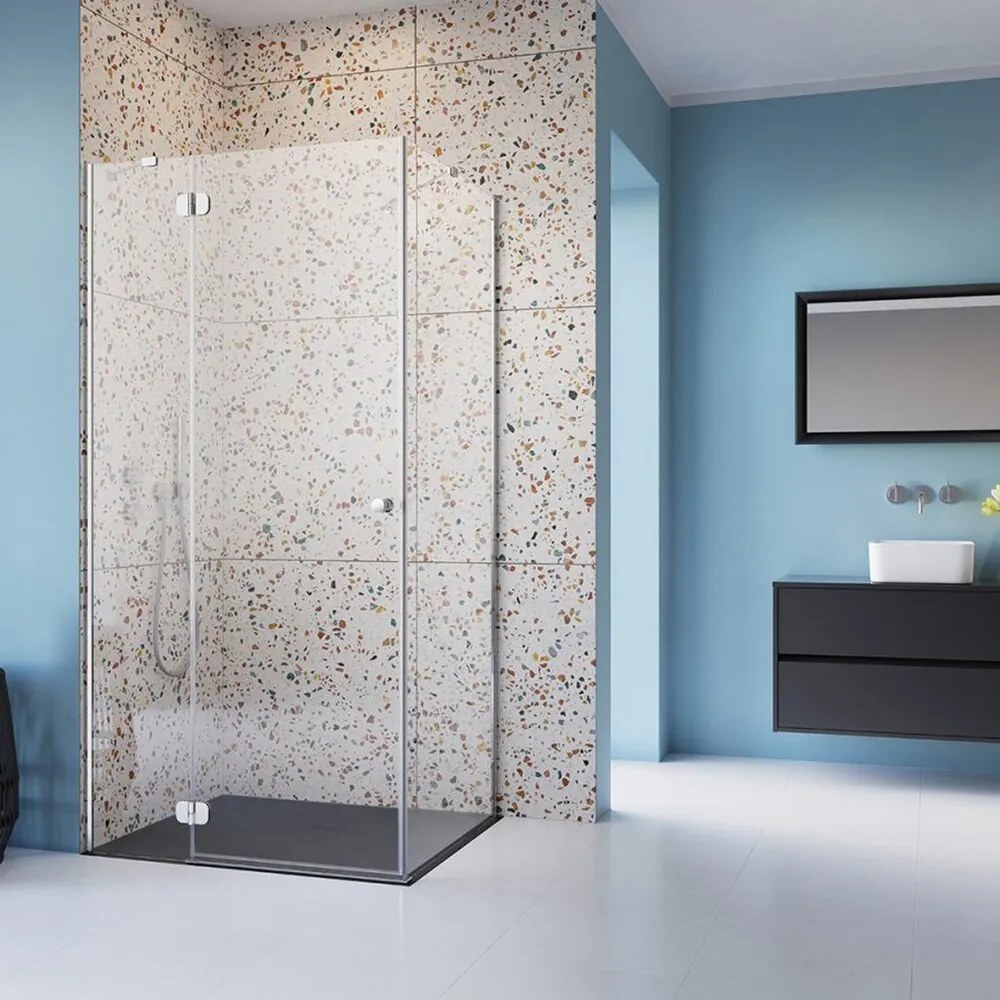 Cabina de dus patrata cu usa batanta Radaway Torrenta 90x90 cm crom-transparent orientare stanga