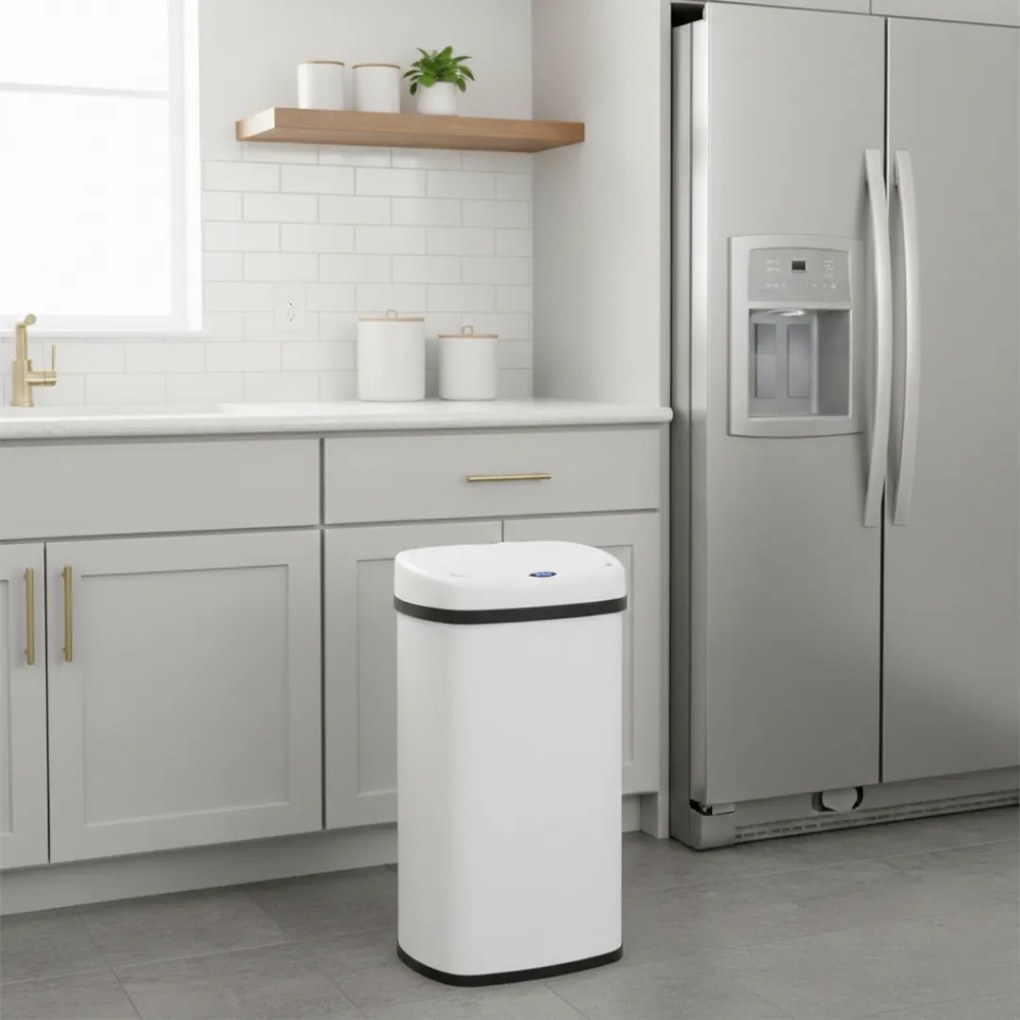 Coș de gunoi cu senzor DEUS, 58 litri, alb Jurhan