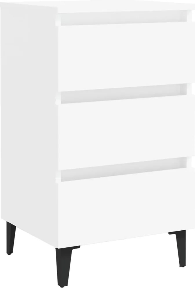 vidaXL Noptieră cu picioare metalice, alb, 40x35x69cm