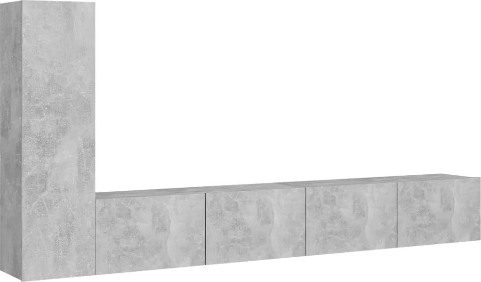 vidaXL Set de dulapuri TV, 3 buc., gri beton, lemn prelucrat