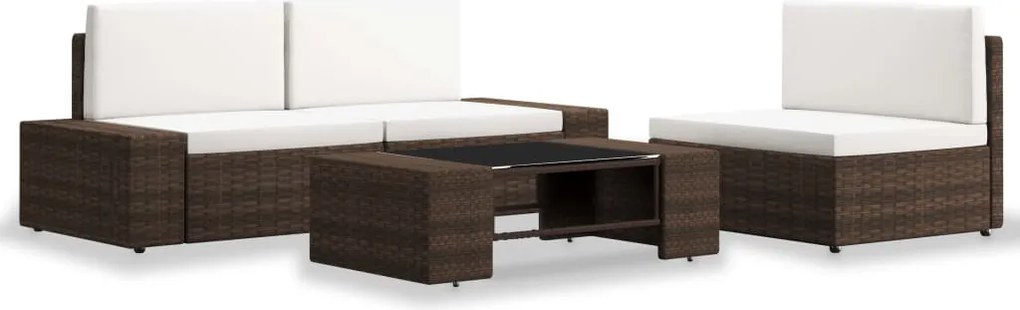 vidaXL Set mobilier de grădină, 4 piese, maro, poliratan