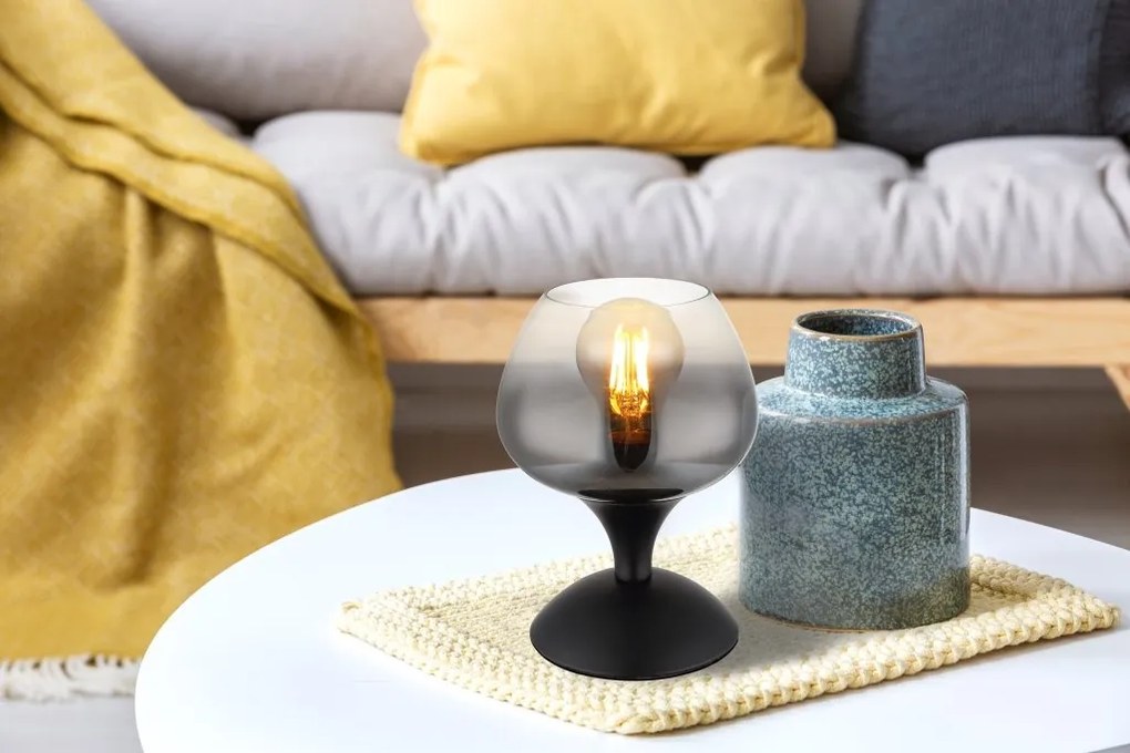 Veioza/Lampa de masa design modern MAXY negru/fumuriu