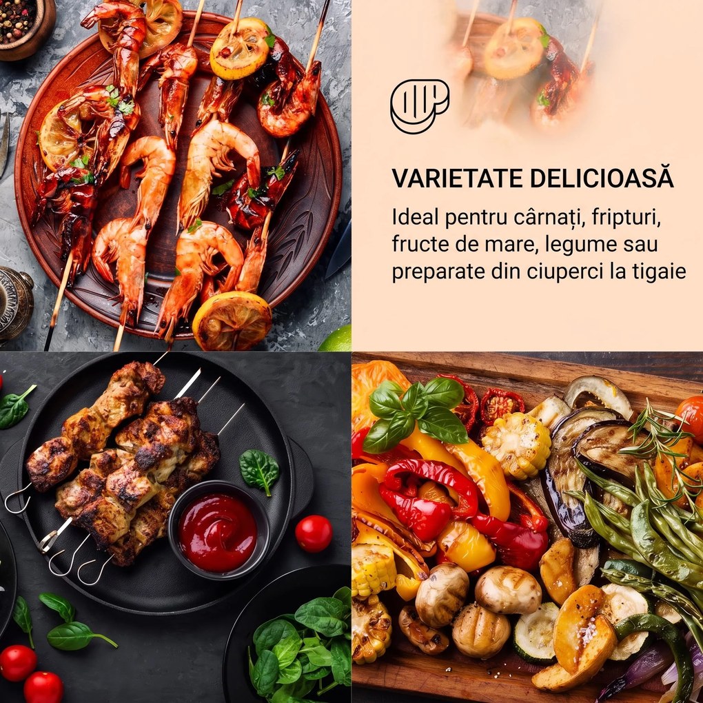 Klarstein Grillmeile 4400, grătar electric, Plancha, 2x2200W, placă de grătar din oțel inoxidabil