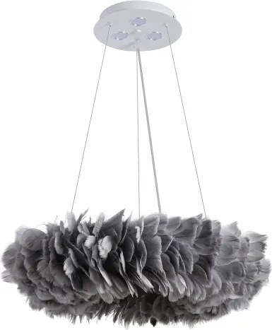 Brilagi - Candelabru LED suspendat pe cablu FEATHER 3xE27/40W/230V + 3xLED/3W Ø 50 cm, gri