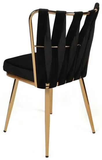 Set de scaune de sufragerie Kusakli Black andGold, 4 buc., 4 buc