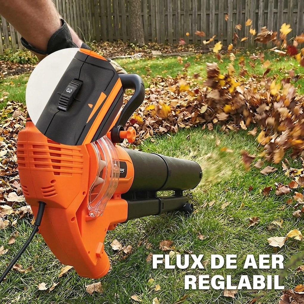 Outsunny 3-în-1 Suflantă, Aspirator, Tocător pentru Frunze 3000W, Ușor | Aosom Romania