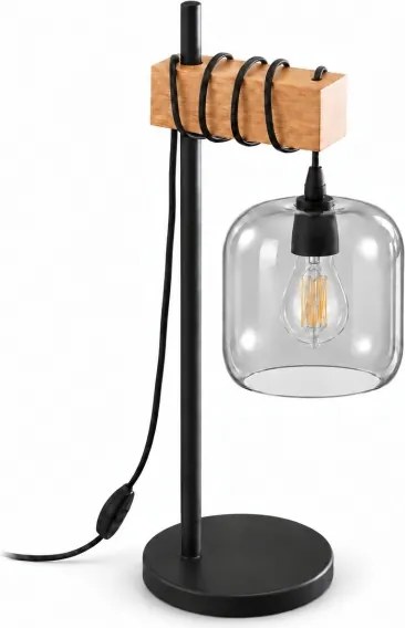 BRILAGI - Lampă de masă WOOD GLASS 1xE27/40W/230V maro/negru/gri fumuriu