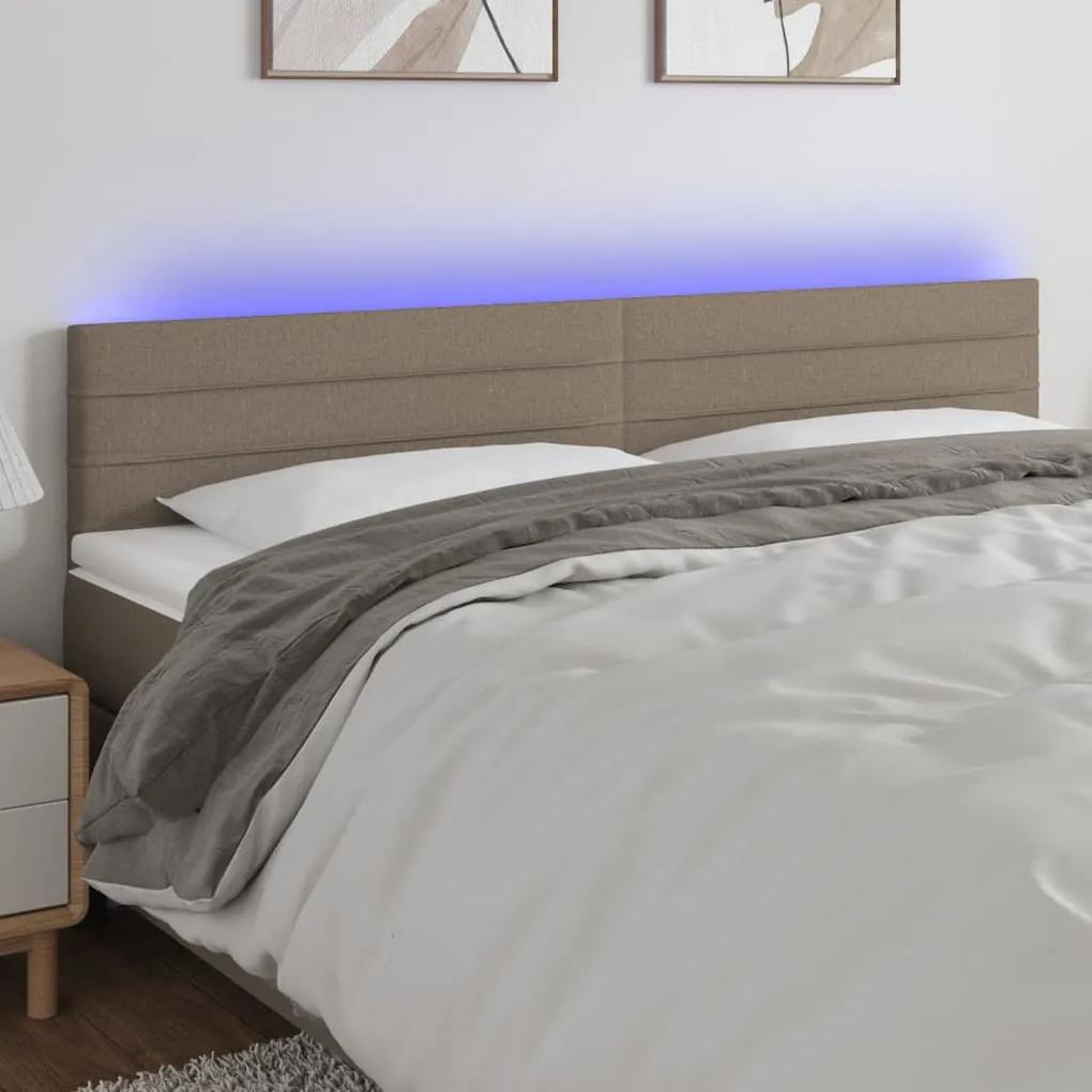 3121770 vidaXL Tăblie de pat cu LED, gri taupe, 180x5x78/88 cm, textil