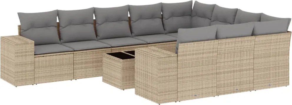 vidaXL Set canapele de grădină cu perne, 11 piese, bej, poliratan