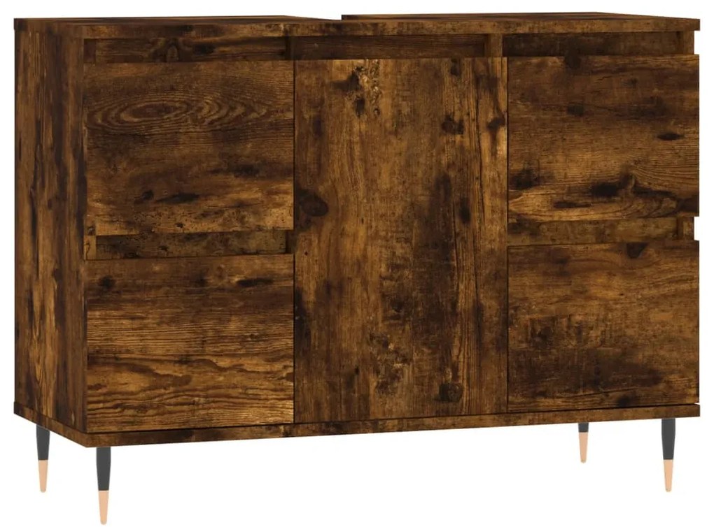 831649 vidaXL Dulap pentru baie, stejar fumuriu, 80x33x60 cm, lemn compozit