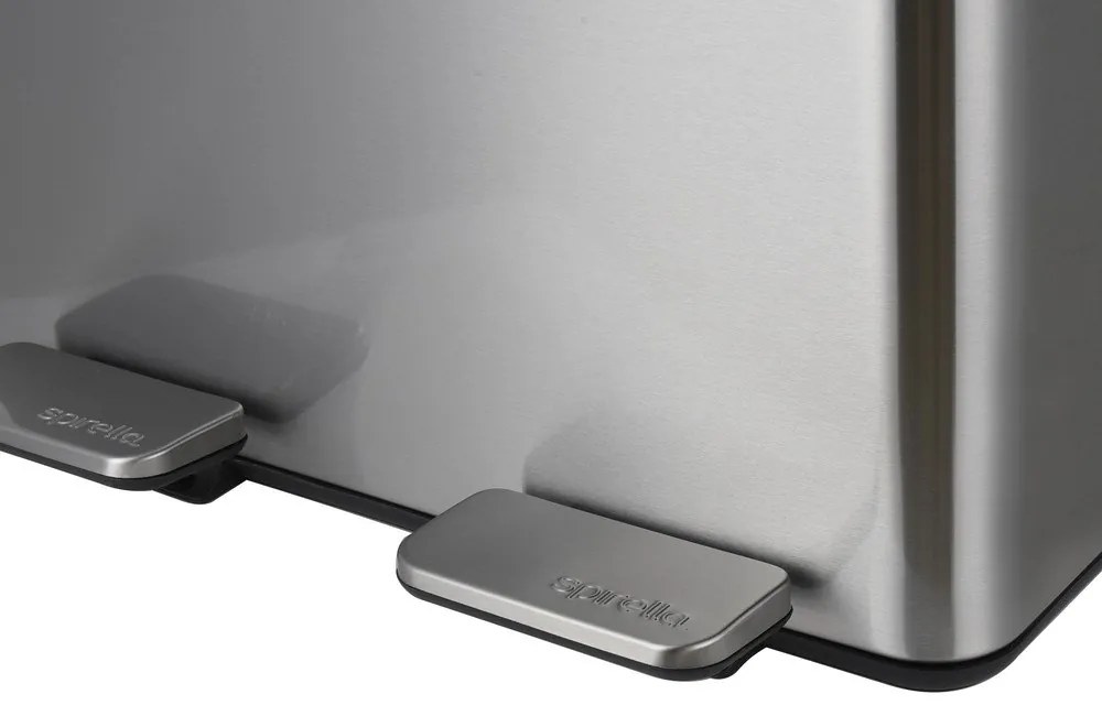 Coș de gunoi argintiu mat pentru reciclare/cu pedală 2x20 l din oțel Aliya – Spirella