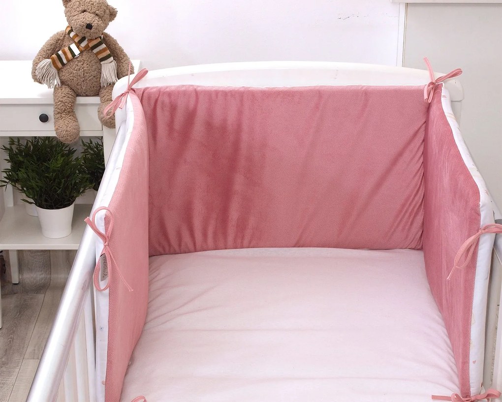 Aparatoare laterala patut, 2 fete, Sweet velvet rose, 180 x 35 cm
