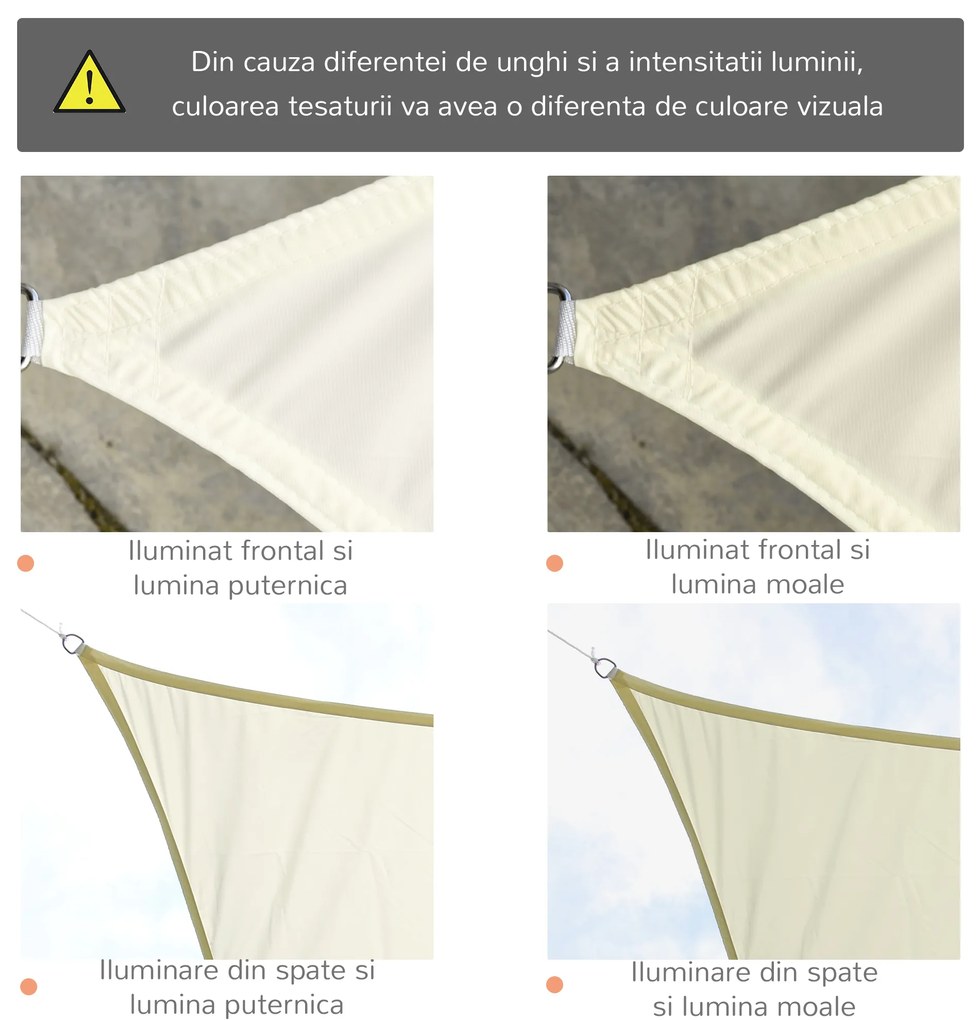 Outsunny Panza Umbrire Dreptunghiulara, Copertina soare de exterior in poliester Anti UV Respirabila 3x4m Alb crem Dreptunghiulara | Aosom Romania