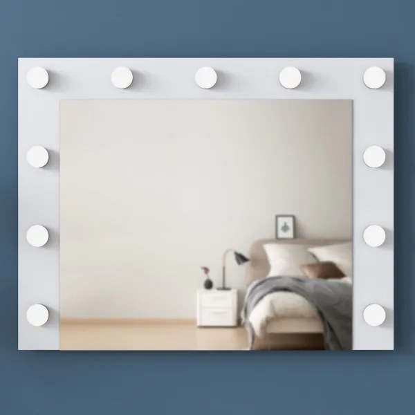 Oglindă de perete cu raft RANI 90x71,8 cm alb