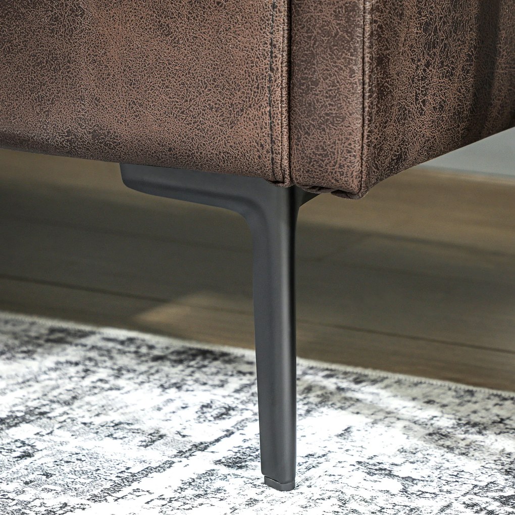 HOMCOM Canapea cu 2 Locuri Îmbunătățită în Țesătură cu Efect de Piele Respirabilă cu Brațe Înalte Curbe și Perne, Canapea Compactă Modernă pentru Sufragerie, Sală de Ședere și Studiu, 137x72x88 cm, Maro Închis | Aosom Romania