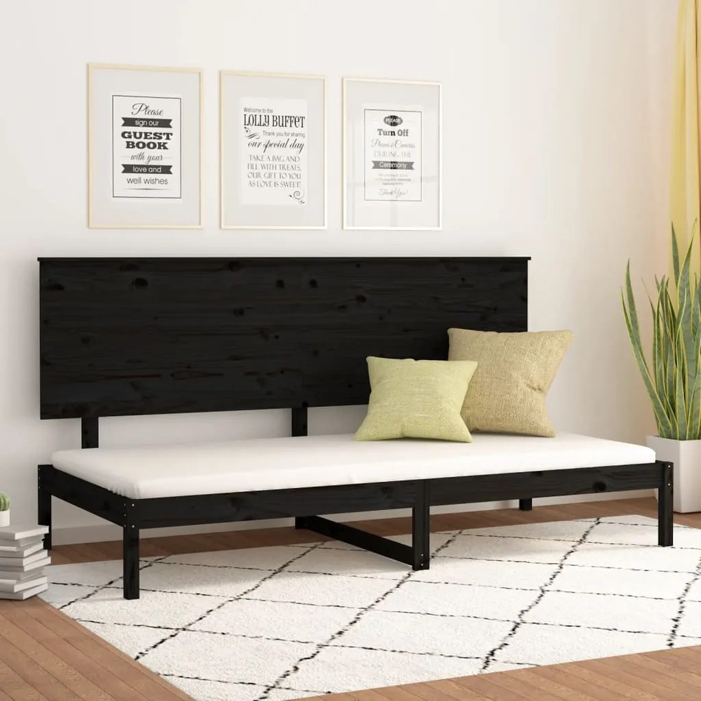 3108136 vidaXL Pat de zi, negru, 90x200 cm, lemn masiv de pin