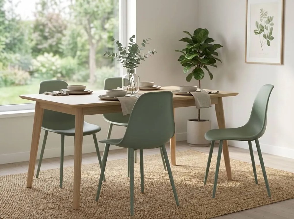 Set 4 scaune din plastic OSAKA, verde salvie
