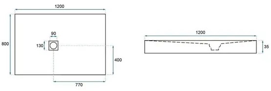 Cadita dus dreptunghiulara Rea Stone 80x120 negru